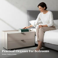 Modern and design 2-Drawer End Table with unobstructed Shelf Minimalist Design Nightstand Ample Storage Bedside Cabinet Sturdy Construction for homeowners, Renters, Students, Guest Room, Apartment, Office