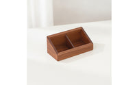 Wooden Storage Divider Box 2-Compartment Divided Storage Box Slanted Front Wooden Organizer for Office Desk