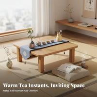 Space-Saving Wooden Tatami Desk Multi-Functional Japanese Tatami Table Solid Wood Construction Japanese Folding Floor Table Stable Structure for Apartment Dwellers, Telecommuting Workers, Small Areas, Living Room, Bedroom, Home Office