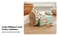 Bunny and Egg Pattern Ribbon Multiple Patterns Easter Printed Ribbon Pastel Spring Colors Crafting Supplies for Crafters, Home Decor, Hair Bow Making