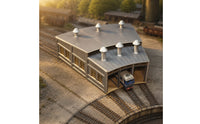 Miniature Roundhouse Model Industrial Turntable Model Detailed Train Garage Kit Lifelike for Hobbyists, Collectors