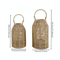 Cylindrical Rattan Lampshade Tapered Woven Light Shade Rustic Lampshade with Handle Zen-Inspired for Homestays
