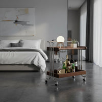 Retro design doublelevel Rolling Stand adaptable Mobile Furniture Multi-Purpose Side Table Minimalist for Design aficionados, Apartment Dwellers, Living Room, Bedroom, Balcony, Dining Area