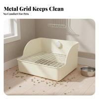 Hare Litter Box Spray Guard High-Rear Pet Toilet Square Pet Toilet with Grate Spill Resistant Guinea Pig Potty Guide