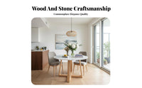 5 Pieces Rock Slab Tabletop Round Pedestal Dining Set Solid Wood Frame Household Furniture Light Luxury Aesthetic Kitchen Table Long-Lasting Construction for Business Owners, Homeowners, Apartment Dwellers, Coffee Shop, Office Reception, Home