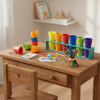 Color Sorting Toy with Cups Geometric Sorting Game Logical for Homeschool