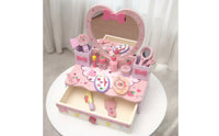 Tabletop Pretend Vanity Playset Child-Safe Kids Makeup Table with Mirror Preschool Kids Vanity Set Sturdy for Toddlers
