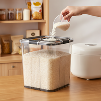 Airtight Food Storage Container for Rice and Flour, Moisture-proof, Insect-proof, Transparent, 15kg Capacity