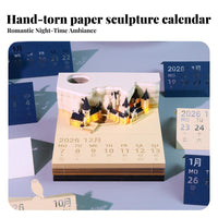 Creative Gift Paper Carving Art Calendar Decorative Ornament Tear-Away Castle Calendar Multi-Functional for Students, Colleagues, Study Room