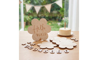 Wooden Milestone Board Flower-Shaped Baby Announcement Sign Milestone Board with Bag Double-Sided Boards Writable