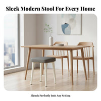 Modern Design Upholstered Vanity Stool Space-Saving Stackable Tufted Footstool Padded Seat Household Furniture Multifunctional for Makeup Users, Apartment Dwellers, Homeowners, Dining Room, Small Areas, Bedroom, Entryway