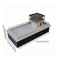 Geometric Design Garage Building Model Raised Platform Garage Scene Model Perimeter Railings Toy Display Flat Roof
