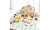 Pretend Pretend Tea Set Early Learning Wooden Picnic Set Smooth Children's Playset for Young Children, Kids