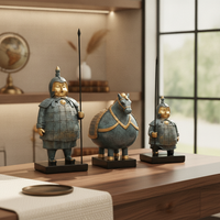 3 Pieces Terracotta Warrior Figurines Collectible Souvenir Elegant for Office