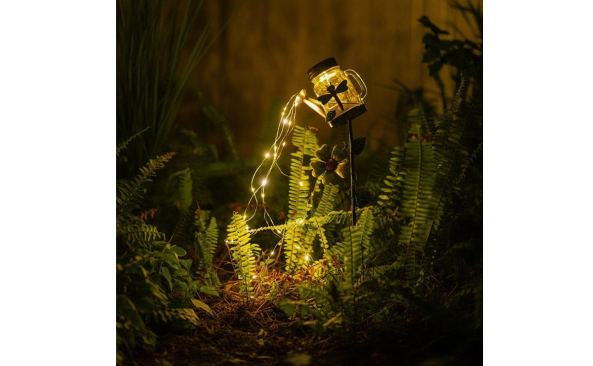 Solar Watering Can with Lights Warm White Solar Watering Can Lights Metal for Pathway