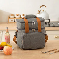 Lunch Box Tote Bag for Outdoor Picnic, Insulated Lunch Bags for Women with Shoulder Strap, Oxford Cloth Thermal Bag, Folding 2 Layer Cool Bag