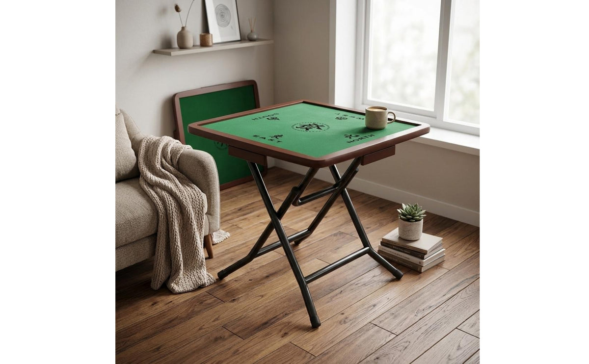 Folding Table Cross-Supported Green Table Elevated Border
