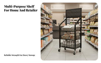 Movable Multi-Tier Rolling Cart Space Saving Storage Rack with Wheels Large Capacity Mobile Shelving Unit Heavy Duty for Shop Owners, Homemakers, Supermarket, Convenience Shop, Living Room, Bedroom