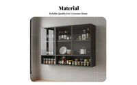 Wall Mounted Storage Cabinet Solid Wood Board Wall Mounted Glass Cabinet Space-Saving Suspended Display Shelf with Doors for Washroom, Balcony