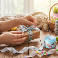 Easter Ribbon Colourful Bunny Ribbon 38mm x 5 Yard Roll for Gift Wrapping, Wedding Party Crafts Decorations, Bouquets, and DIY Crafts