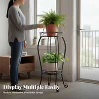 Wrought Iron Plant Rack Space-Saving Wrought Iron Plant Stand Decorative Design