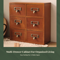 Library Card Catalog Cabinet Rustic Decor Desktop Organizer Compact Size Fully Assembled for Hobbyists, Students, Countertop