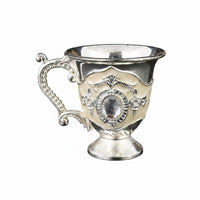 European Style Spirit Cup Elegant Design Jeweled Metal Goblet Embossed Details Barware for Wedding, Party