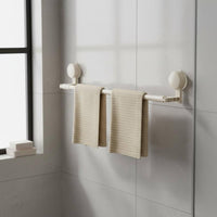Suction Cup Towel Rack Space Saving Extendable Towel Bar Waterproof No-Tools Required Washroom Shelf for Renters, Shower, Kitchen