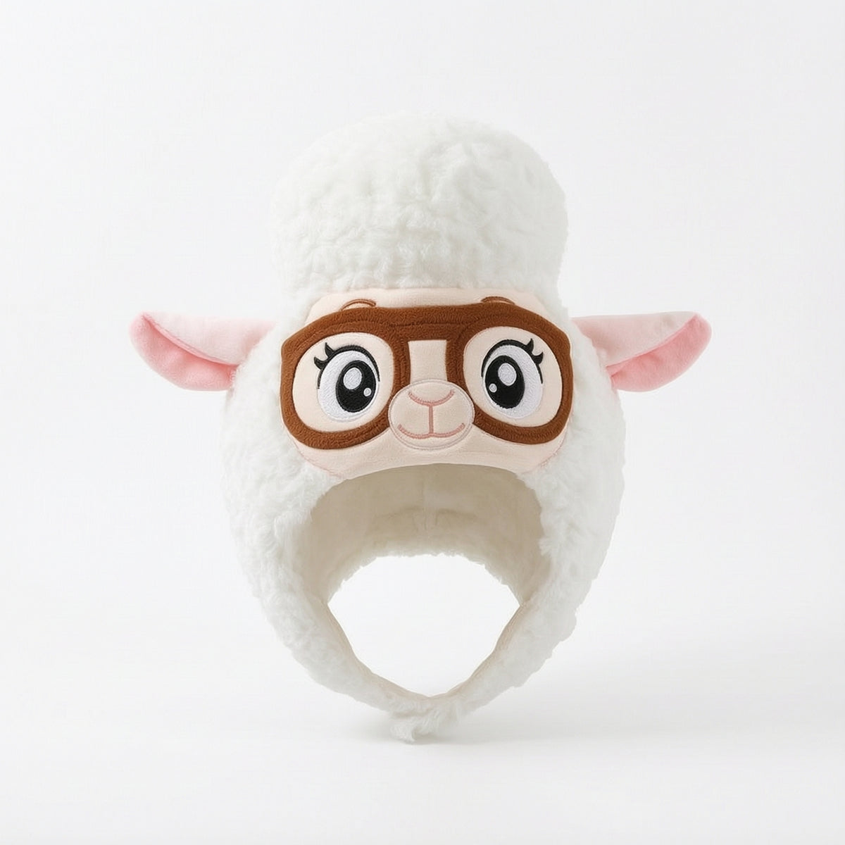 Sheep Head Hat with Glasses Soft Cartoon Sheep Hat Headwear Fancy Dress Headpiece Oversized for Cosplayers, Costume Parties