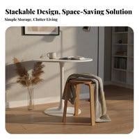 Nordic Design Round Stacking Stool Space-Saving Stackable Wooden Stool Minimalist Design Backless Seat Sturdy Construction for Students, Homeowners, Dorm Residents, Dining Room, Entryway, Small Apartments, Kitchen