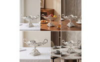Metal Serving Tray with Handles Silver Tone Serving Tray with Handles Vintage Influenced for Home Stylists, Parties