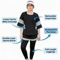 Swimsuits for Women with Long Pants and Sleeves for Water Sports, Plus Size Modest Three Piece Swimwear for and Girls