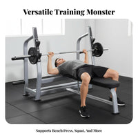 Heavy Duty Weight Bench with Squat Rack Stable and Long-Lasting Bench Press Rack Padded Cushion Non-Slip Design for Weightlifters, Bodybuilders, Fitness Enthusiasts
