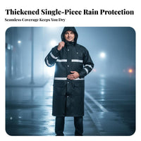 Reflective Raincoat With Hood High Visibility Rain Coat Heavy Duty Long Raincoat for Workers, Construction Sites, Commuting