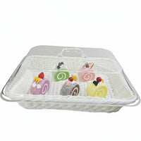 High Clarity Bread Basket with Clear Cover Long-Lasting Woven Food Basket with Clear Cover Sturdy Construction Servingware for Bakers, Cafe Owners, Market Stalls, Parties, Dining Table, Kitchen Counter