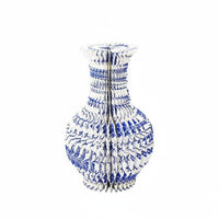 and White Porcelain Pattern Vase Retro-Styled Honeycomb Paper Vase Lightweight Chinese Style Paper Ornament for Store Display, Office