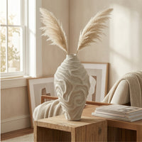 Vase with Undulating Texture Textured Resin Vase Organic Flower Holder for Shelf Display