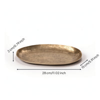 Oval Serving Tray Low-Profile Aluminum Tray Vintage-Retro-Styled Platter for Tea Service, Living Room
