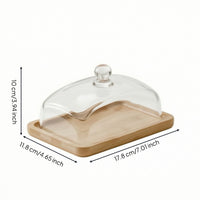 Serving Tray with Glass Lid Rectangular Tableware Wooden for Party, Brunch