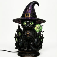 Witch Hat Night Light Ambient Witch Hat Lamp Gothic Lamp with Ornate Base Translucent Resin for Goths, Tabletop, Haunted House