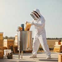 Stainless Steel Electric Honey Extractor Motorized Four-Frame Honey Extractor Rust-Resistant Polished for Beekeepers, Apiarists, Apiary