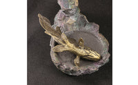 Brass fishing Figurine Gold Finish Brass fishing Statue Antique Style Animal Statue for Collectors