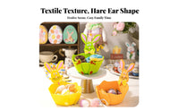 Cute Cartoon Design Felt Bunny Basket Collapsible Easter Bunny Candy Basket Foldable Kids Easter Tote Lightweight for Children