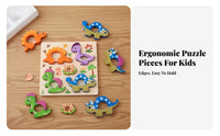 Child-Centered Inspired 3D Wooden Game Board Easy to Grasp Creature Learning Game Cognitive Development for Toddlers, Preschoolers