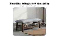 Classic American Design Shoe Rack Bench with Padded Seat Cushioned Top Upholstered Shoe Rack Bench Multi-Functional Storage Furniture Two-Fold Functionality for Homeowners, Families, Seniors, Entryway, Hallway, Mudroom, Living Room