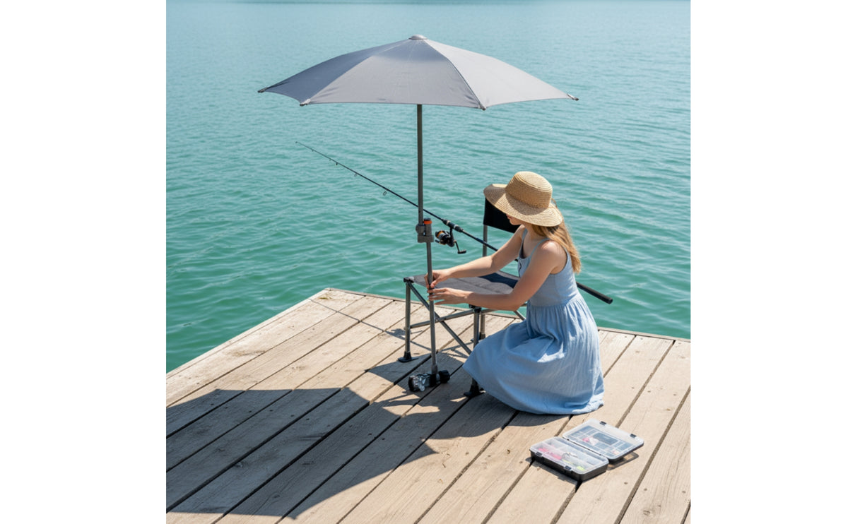 UPF 50+ Clamp-on Umbrella Protection Chair Umbrella with Clamp Portable Sun Shade Adjustable for Beachgoers, Campers, Anglers, Camping, Fishing