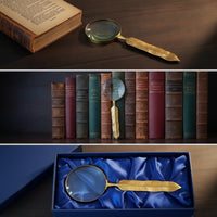 Enlarging Glass with Feather Handle Vintage-Themed Easy to Use Handheld Enlarging Glass for Collectors, Readers