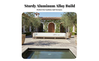 4 Pieces Wood-Look Finish 4-Piece Sofa and Armchair Set All-Weather Outdoor Furniture Rust-Resistant Patio Seating Group sturdyDuty Frame for Hotel Owners, Homeowners, Families, Terrace, Garden, rearyard, Balcony