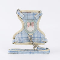 Cat Harness and Leash Set for Outdoor Walking, Soft Plaid Chest Vest, Non-Retractable Training Cat Leash and Cat Walking Leash for Pets