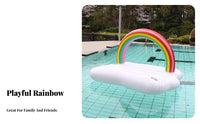 Large Capacity Rainbow Raft Ing Island Heavy Duty Rainbow Cumulus Pool Raft for Families, Party Goers, Lake, Beach